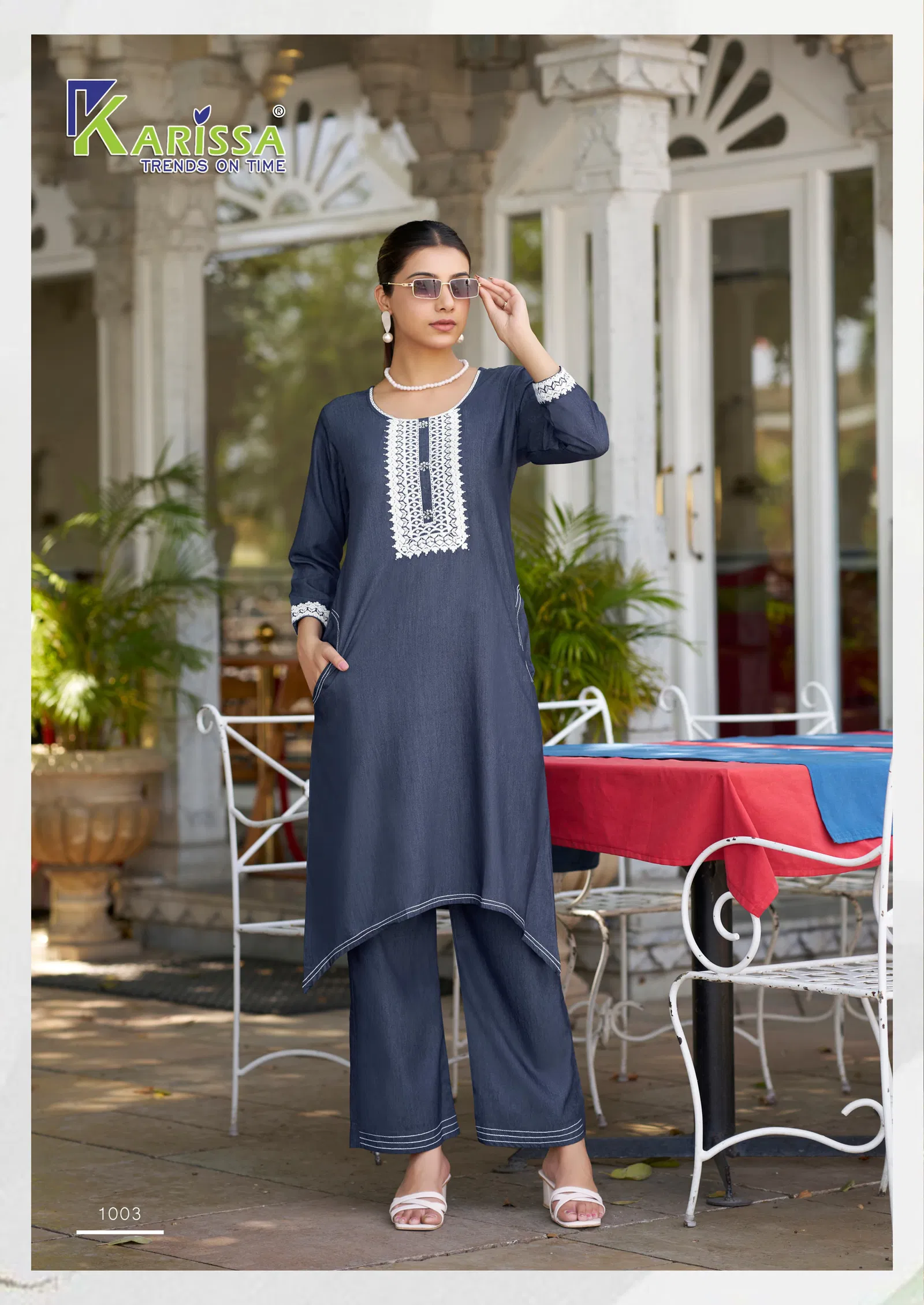 Aditi By Karissa  Denim With Thread Work Co Ord Set Suppliers In India